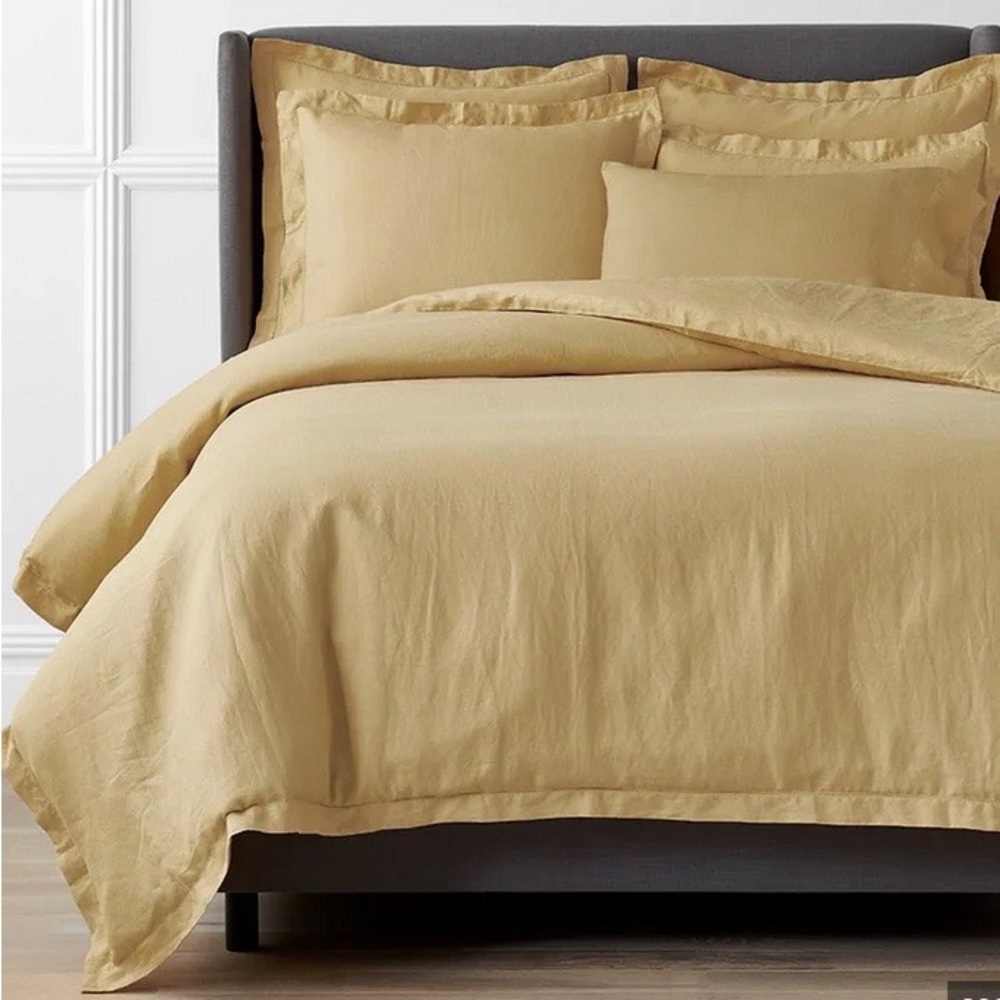 🍯The Company Store KING Relaxed Linen Duvet Cover - Mustard 🍯